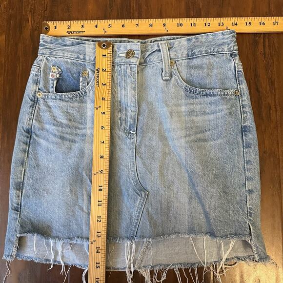 ADRIANO GOLDSCHMIED The Sandy Mini Skirt Blue Denim Frayed Grunge - Picture 12 of 12